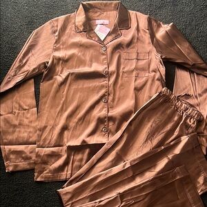 Brown Satin Pajamas Set for Luxurious Sleepwear